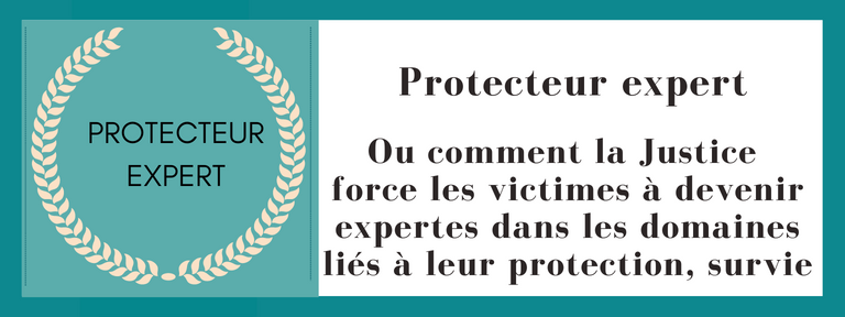 Qui sont les protecteurs experts ? Quand une victime porte plainte, elle s’en remet totalement au système pour les protéger, elle et ses proches. Cela débouche sur une relation Justice / plaignant où la victime, peu considérée, ne se voit fournir que le minimum d’informations sur ce qui va advenir : le coût, le temps, le processus... Les victimes cherchent alors des réponses. Elles consultent Internet, rejoignent des groupes spécialisés, échangent et s’informent sur leurs problématiques. Certaines réalisent ainsi que les difficultés qu'elles traversent sont vécues par des milliers d'autres personnes qui peuvent leur transmettre leurs expériences.